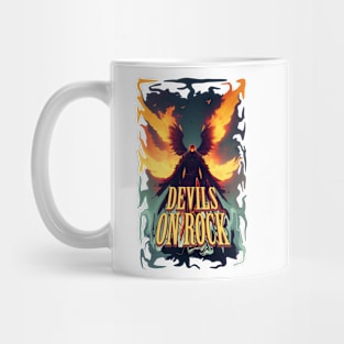 fantastic wings devil skull on rock graphic design and illustration by ironpalette Mug